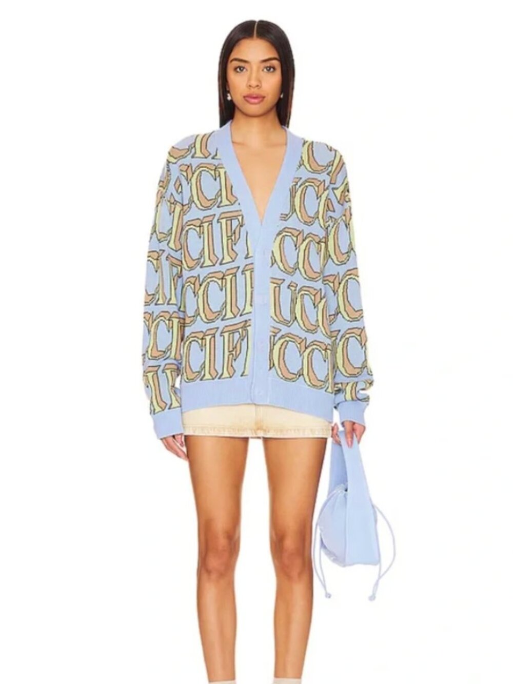 FIORUCCI Monogram Cardigan - Color: Pale Blue
